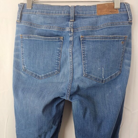 Madewell Jeans Women 27 29x26 Cali Demi Boot Button Fly Raw Hem Distressed Denim - Picture 9 of 13